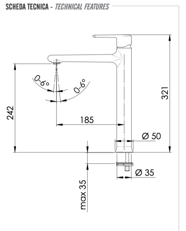 Смеситель для раковины Remer Vanity V11L на столешницу хром