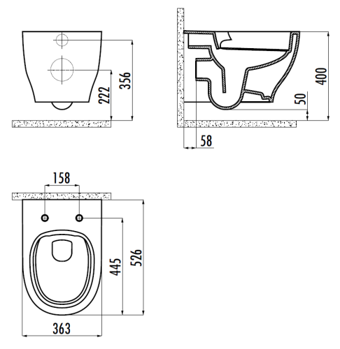 Чаша унитаза подвесная Creavit Mare MA321-11CB00E-0000 цвет белый без сиденья смыв торнадо - фото 2
