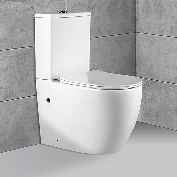 Унитаз напольный с бачком Vincea Evo VT2-34 белый с сиденьем микролифт безободковый душевой смыв