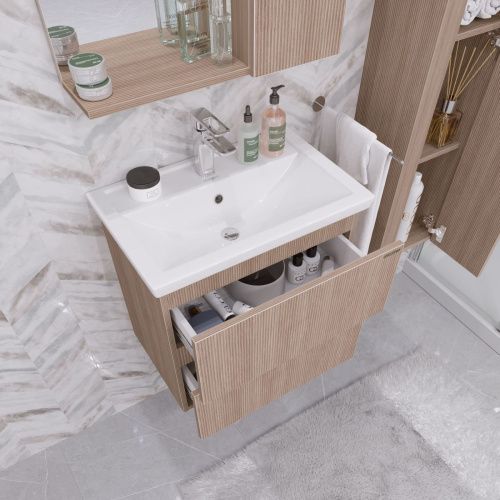 Тумба под раковину Grossman Юнит 2060171 60х40 подвесная цвет коричневый - фото 4