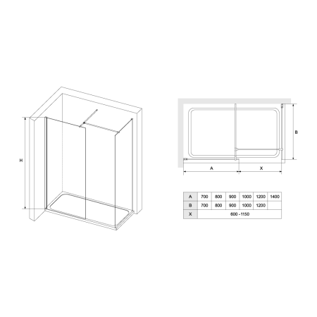 Душевая перегородка RGW Walk In 02122080-14 80х195 стекло прозрачное профиль черный