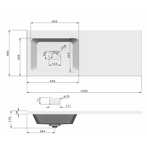 Раковина из искусственного камня Dreja Wing 100120L 120х50 подвесная цвет белый 1 отверстие под смеситель - фото 2