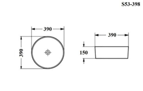 Раковина из сантехнического фарфора Bond Circle S53-398 40х40 накладная цвет черный без отверстий под смеситель - фото 2