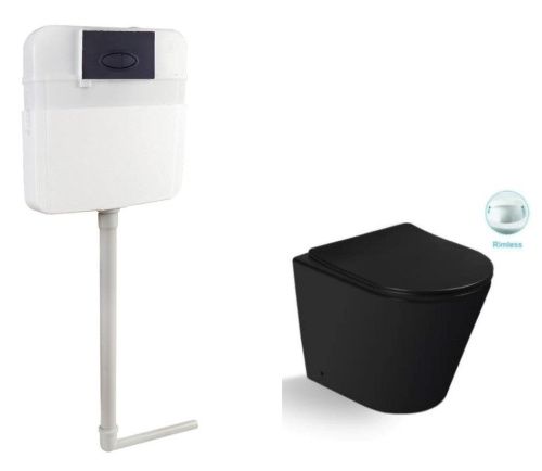 Унитаз напольный с бачком SantiLine SL-5020MB цвет черный с сиденьем микролифт безободковый смыв воронка-водоворот - фото 2