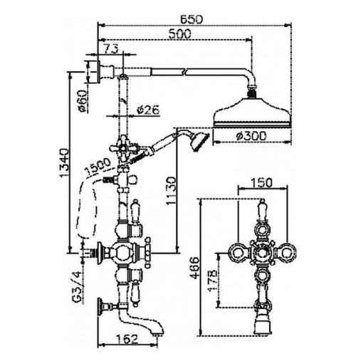 Душевая стойка Cisal Victorian 590.VN32H.AC Акция настенная цвет никель - фото 2