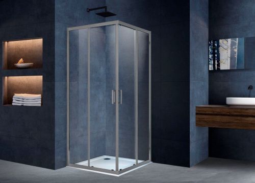 Душевой уголок Vincea Alpha VSS-3AL100CLGM 100х100 стекло прозрачное профиль вороненая сталь без поддона - фото 2