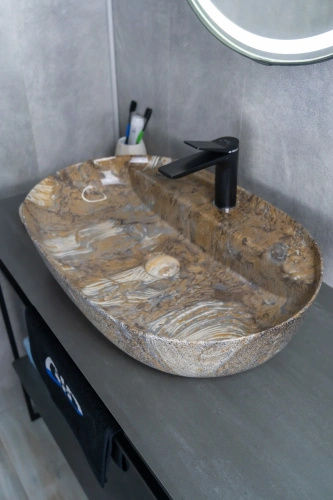 Раковина керамическая Gid Lago 54471 60х40 накладная цвет многоцветный 1 отверстие под смеситель - фото 5