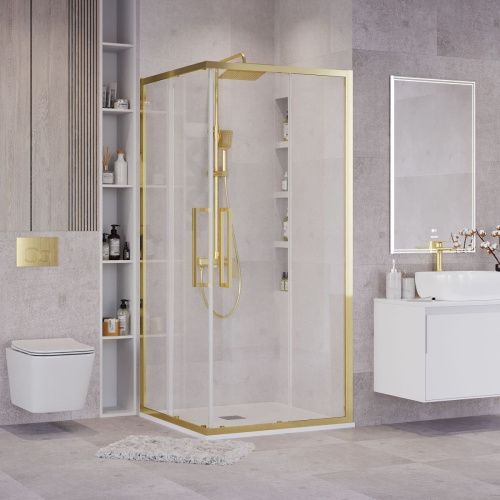 Душевой уголок Grossman Cosmo 300.K33.02.9090.32.00 90х90 стекло прозрачное профиль золото без поддона - фото 3
