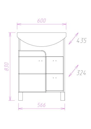 Тумба под раковину Onika Стиль 106032 60х30 напольная цвет белый/бежевый - фото 3