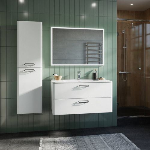 Тумба с раковиной Iddis Brick BRI10W1i95K 100х50 подвесная цвет белый - фото 2