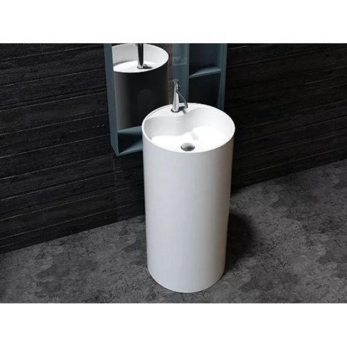 Раковина из искусственного камня MonteBianco Pisa Rubinetto 11234 50х50 напольная цвет белый 1 отверстие под смеситель - фото 3