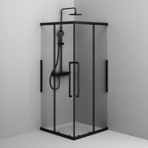 Душевой уголок Am.Pm Func W84G-403-9090-BТ 90х90 стекло прозрачное профиль черный без поддона - фото 5
