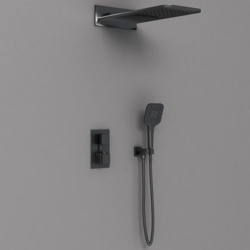 Душевая система Vincea VSFW-103TMB встраиваемая в стену цвет черный с термостатом - фото 2