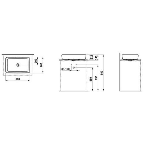 Раковина керамическая Laufen Pro 8.1695.2.000.112.1 60х40 накладная цвет белый без отверстий под смеситель - фото 2