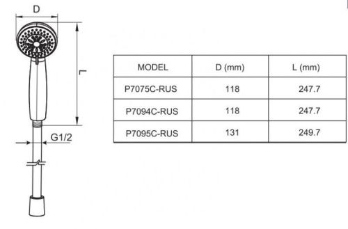 Душевая лейка Bravat Line P7075C-RUS цвет хром - фото 2