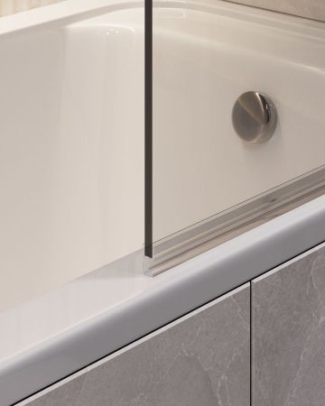 Душевая шторка на ванну Timo T24 70х140 стекло прозрачное профиль черный ориентация универсальная