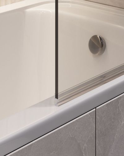 Душевая шторка на ванну Timo T24 70х140 стекло прозрачное профиль черный ориентация универсальная - фото 3