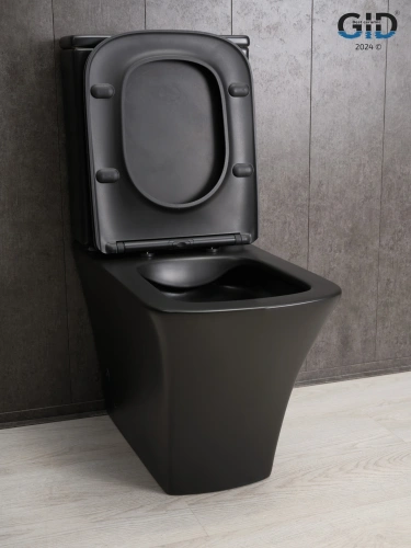 Унитаз напольный с бачком Gid Cuadrado Tn2184Bm (62252Y) черный с сиденьем микролифт безободковый - фото 3