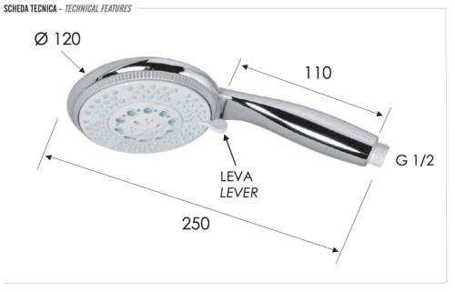 Душевая лейка Remer 318F5x цвет хром - фото 2