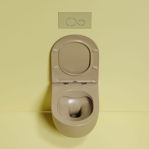 Унитаз подвесной Ceramica Nova MODENA CN6063MC коричневый с сиденьем микролифт безободковый душевой смыв - фото 4