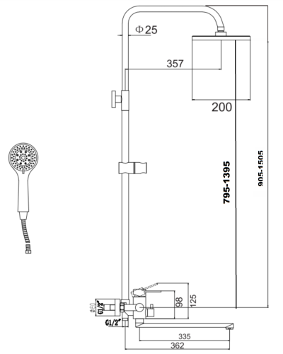 Душевая стойка Fmark FS8345-35 настенная цвет серый - фото 3