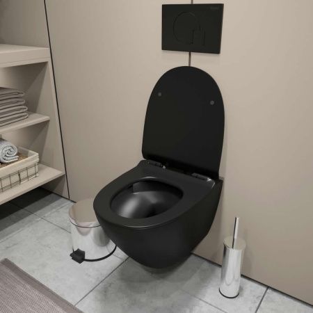 Унитаз подвесной Teymi Lina T40114 черный с сиденьем микролифт безободковый смыв торнадо