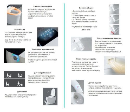 Унитаз-биде подвесной Abber Bequem AC1119S белый с сиденьем микролифт импульсный смыв - фото 2