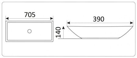 Раковина из сантехнического фаянса CeramaLux 9122 70х40 накладная цвет белый без отверстий под смеситель