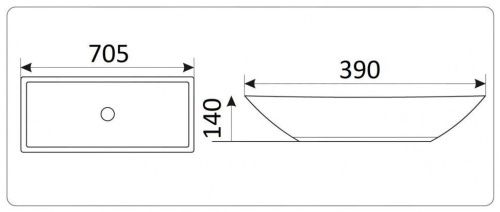 Раковина из сантехнического фаянса CeramaLux 9122 70х40 накладная цвет белый без отверстий под смеситель - фото 2