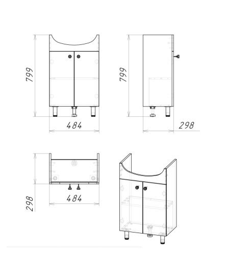 Тумба под раковину Grossman КРИТ-ЭКО 105005 50х30 напольная цвет белый - фото 4