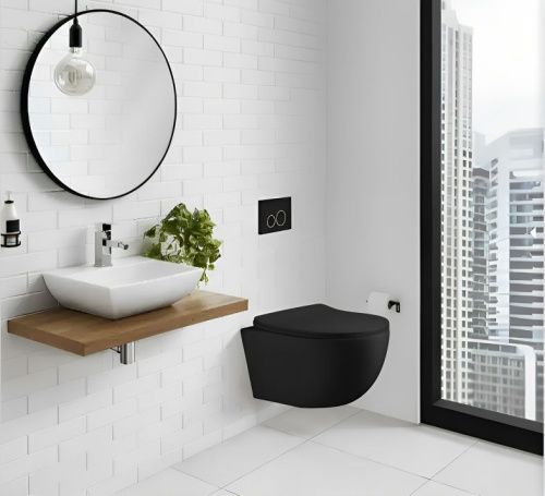 Унитаз подвесной Cerutti SPA CT10017 черный с сиденьем микролифт безободковый каскадный смыв - фото 3