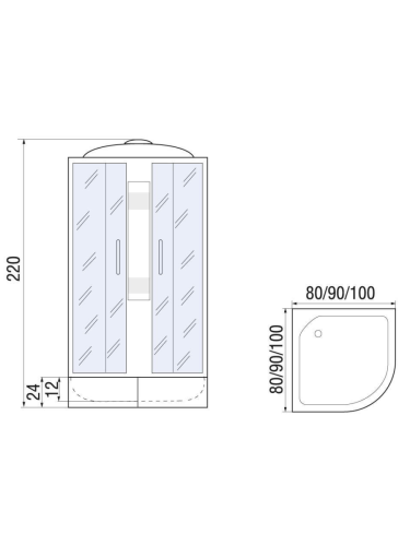 Душевая кабина River NARA LIGHT 10000006220 90х90 четверть круга с крышей ориентация универсальная - фото 2