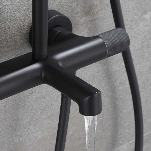 Душевая стойка Vincea Desire VSFS-1D1TMB настенная цвет черный с термостатом - фото 4