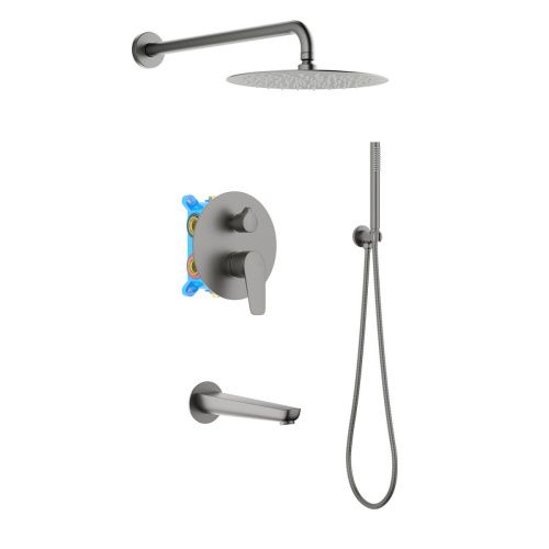 Душевая система Aquatek Бетта AQ1173BGM встраиваемая в стену цвет вороненая сталь