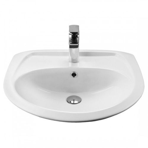 Раковина из сантехнического фарфора Santek Бриз 1WH110466 60х50 подвесная цвет белый 1 отверстие под смеситель - фото 2