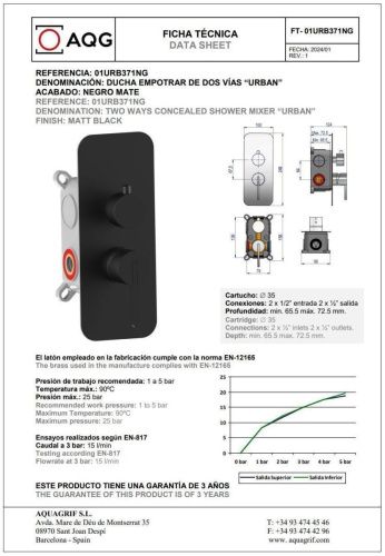 Душевая система AQG Urban 19URBER23305 встраиваемая в стену цвет черный - фото 2