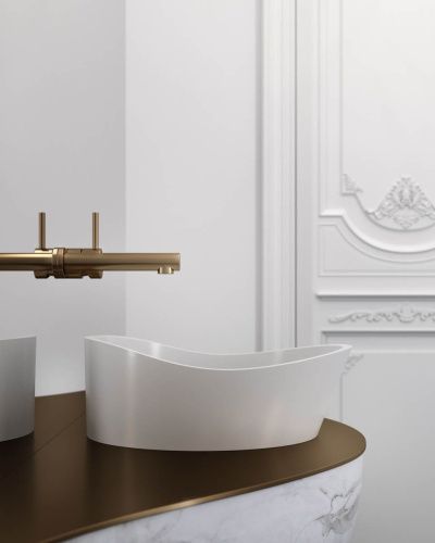 Раковина из искусственного камня Holbi MARS 1.02.003.11.2 40х40 накладная цвет белый - фото 3