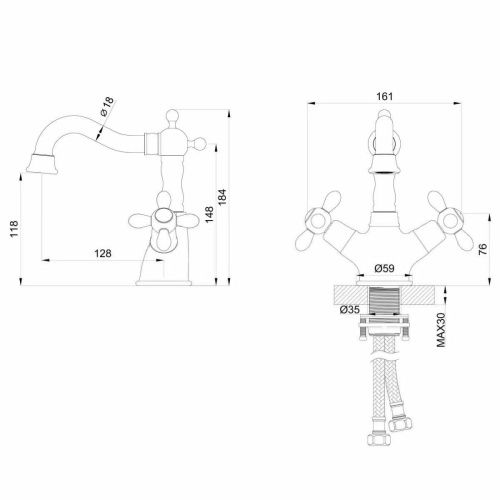 Смеситель Wonzon & Woghand Retro WW-88139020-MB на раковину черный - фото 5