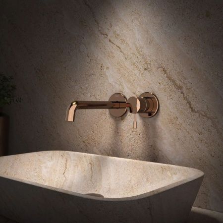 Смеситель для раковины Teska ATLAS E5709 встраиваемый в стену розовое золото