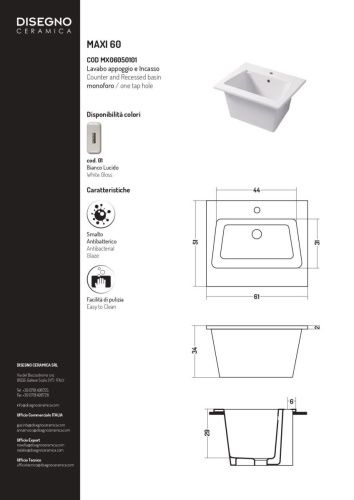 Раковина керамическая Disegno Ceramica Landscape MX06050101 60х50 накладная цвет белый - фото 2