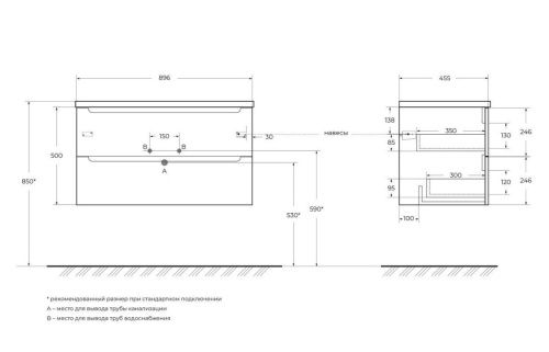 Тумба под раковину BelBagno Etna ETNA-900-2C-SO-BL-P 90х50 подвесная цвет белый - фото 2