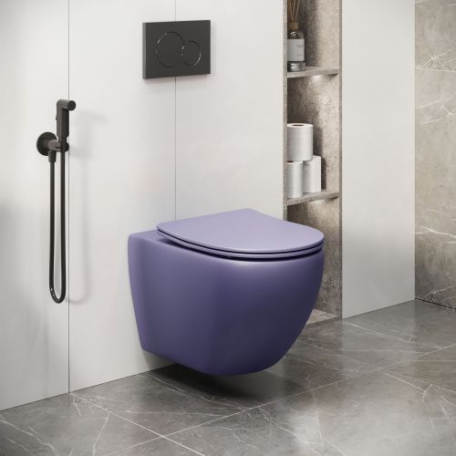 Унитаз подвесной Grossman Color GR-4411LIMS фиолетовый с сиденьем безободковый каскадный смыв - фото 5