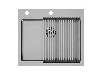 Кухонная мойка Paulmark PM705951-BS+R405-BS 60х50 цвет нержавеющая сталь поверхность матовая