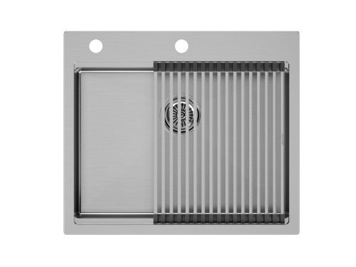 Кухонная мойка Paulmark PM705951-BS+R405-BS 60х50 цвет нержавеющая сталь поверхность матовая