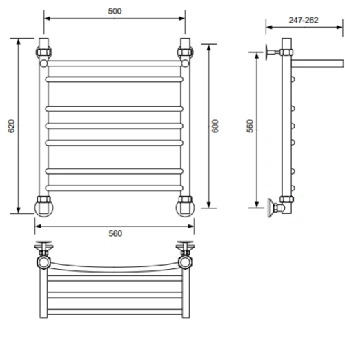 Полотенцесушитель водяной Veconi Nemi-B N6050GR-B 50х60 серый - фото 3