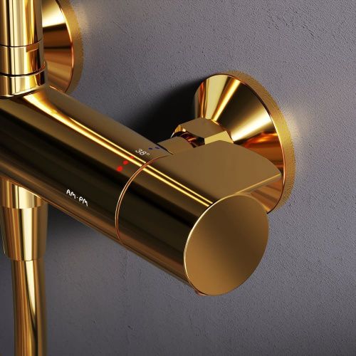Душевая стойка Am.Pm X-Joy F0785A499 настенная цвет золото с термостатом - фото 5