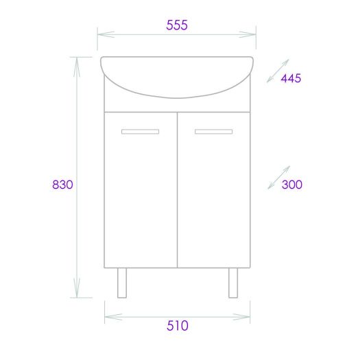 Тумба под раковину Onika Коралл 105558 50х30 напольная цвет белый - фото 3