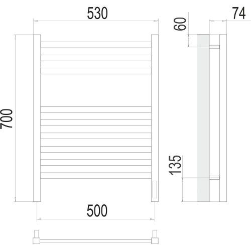 Полотенцесушитель электрический Terminus 4670078526960 55х70 хром - фото 3