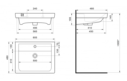 Раковина мебельная керамическая Santek Тигода 60 1.WH30.2.082 60х50 накладная цвет белый 1 отверстие под смеситель - фото 4