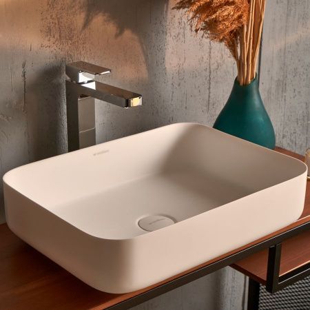 Раковина из искусственного камня MonteBianco Loreto lungo 495 12017 50х40 накладная цвет белый без отверстий под смеситель